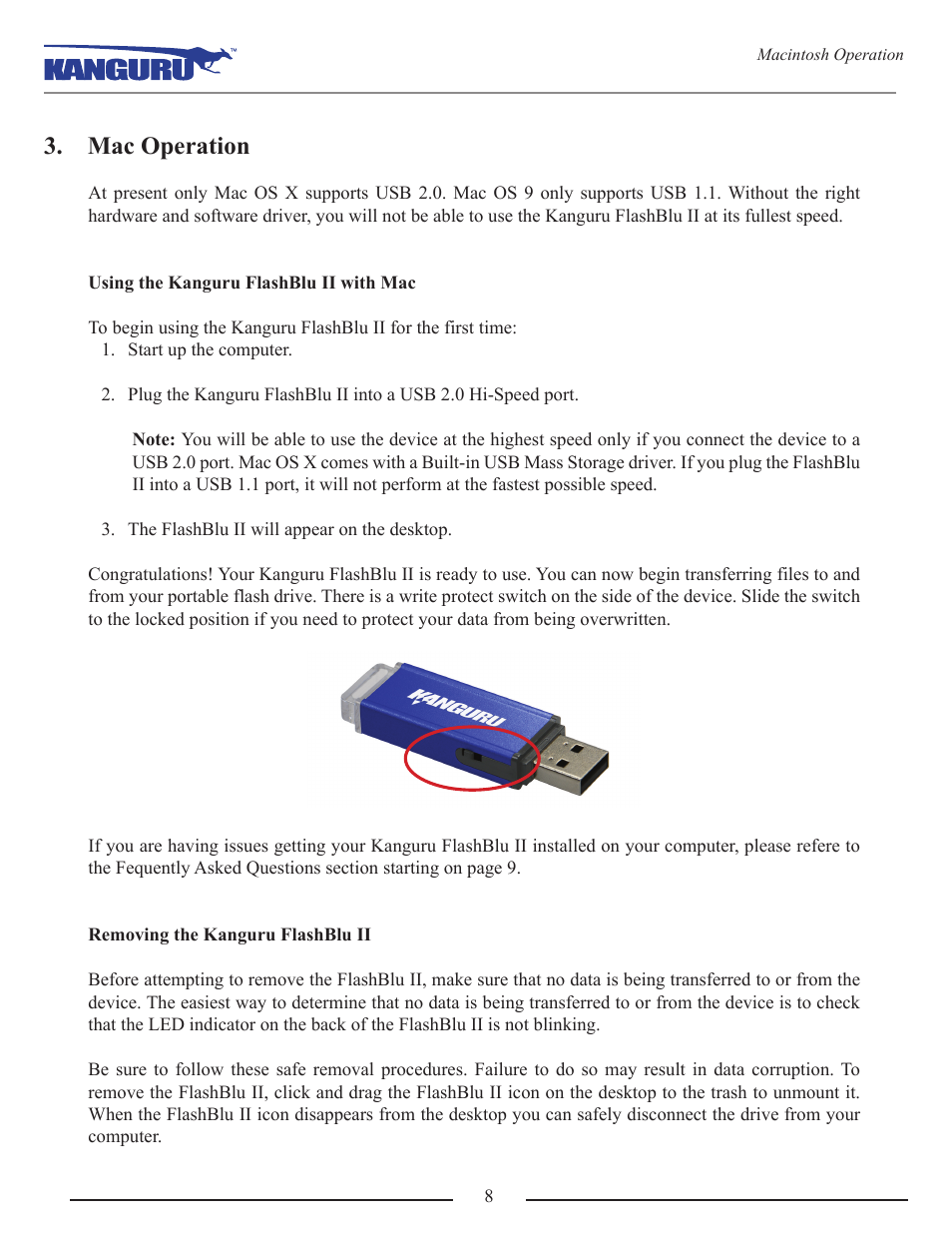 Mac operation | Kanguru Flashblu2 User Manual | Page 8 / 12