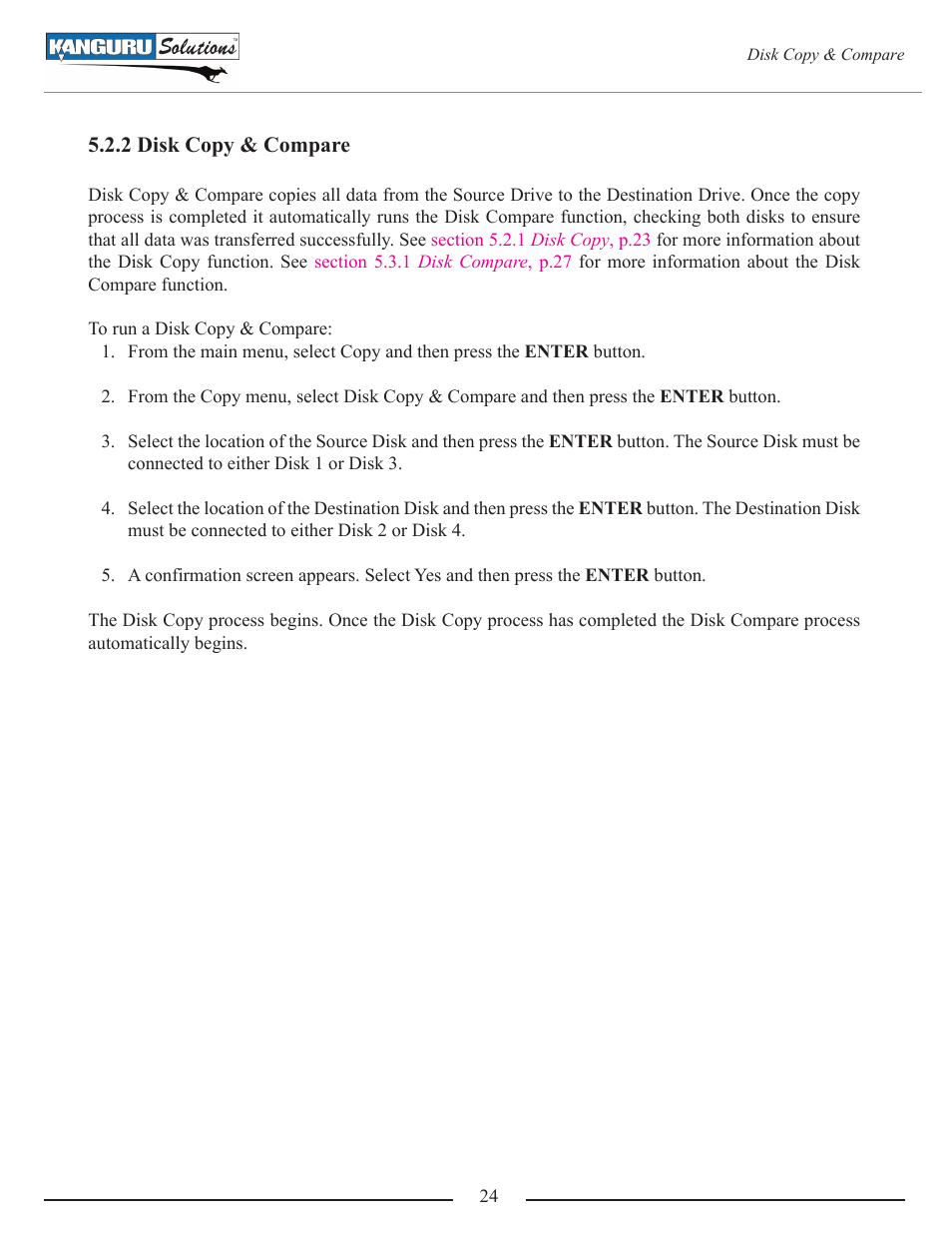 2 disk copy & compare | Kanguru Mini Clone User Manual | Page 24 / 49