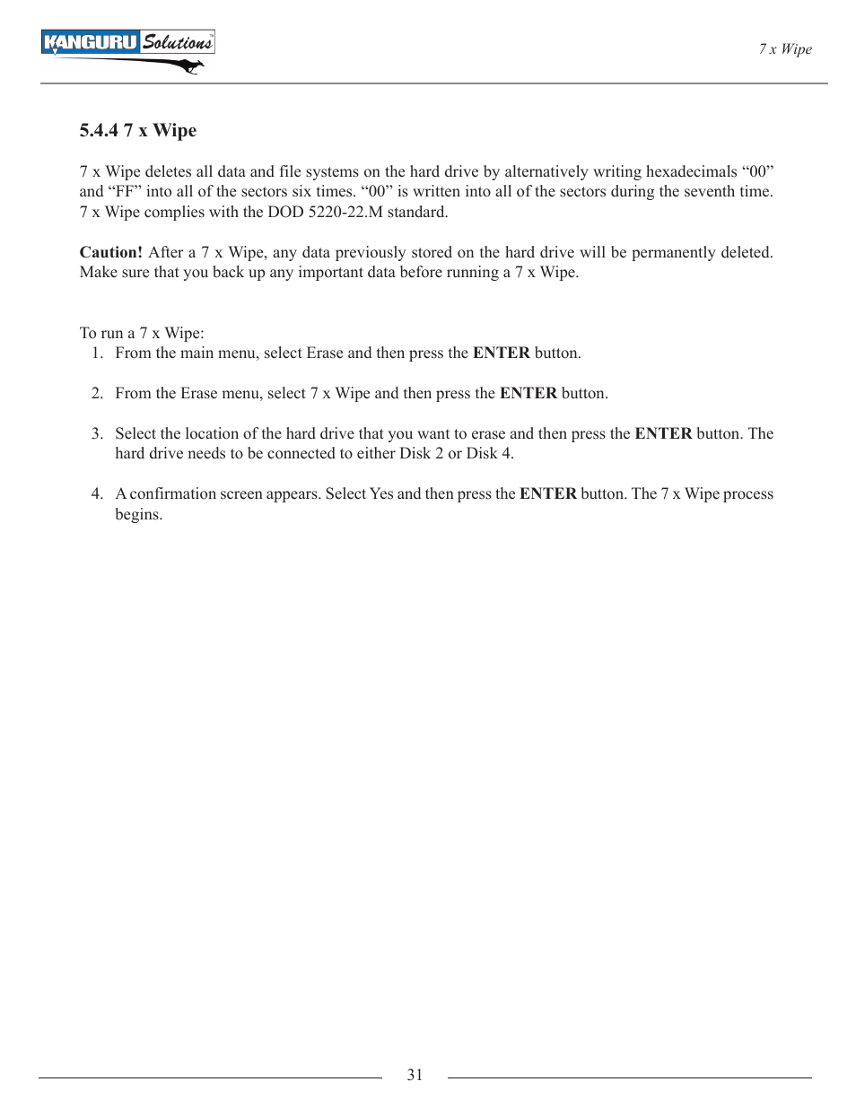 4 7 x wipe | Kanguru Mini Clone User Manual | Page 31 / 49