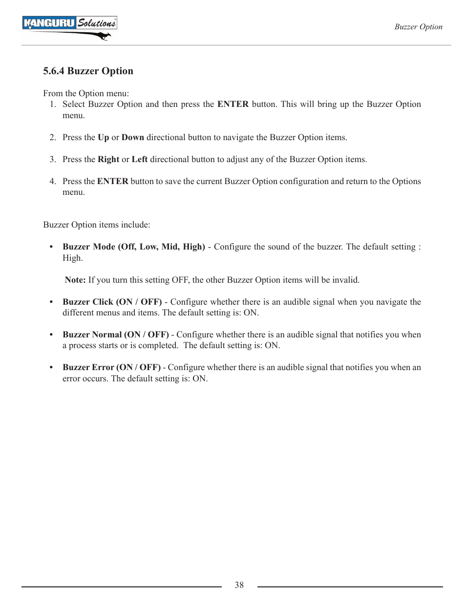 4 buzzer option | Kanguru Mini Clone User Manual | Page 38 / 49
