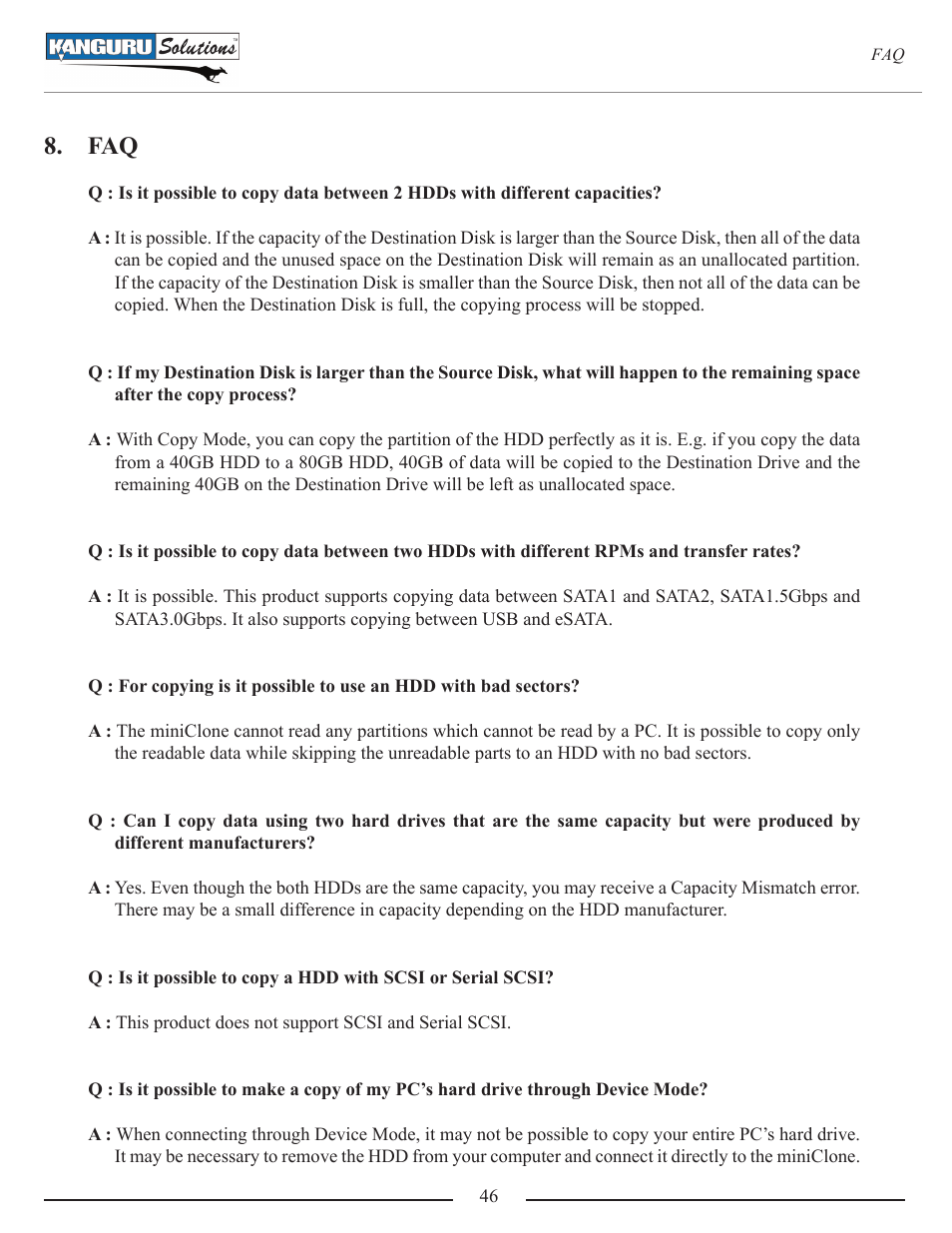 Kanguru Mini Clone User Manual | Page 46 / 49