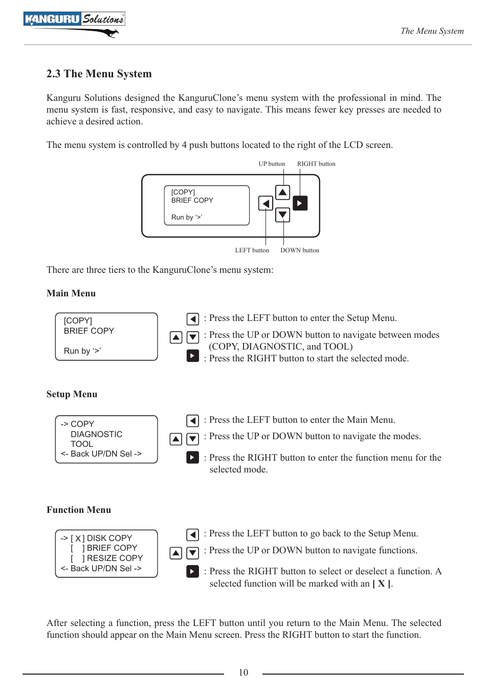 3 the menu system | Kanguru 4HD SATA User Manual | Page 10 / 57