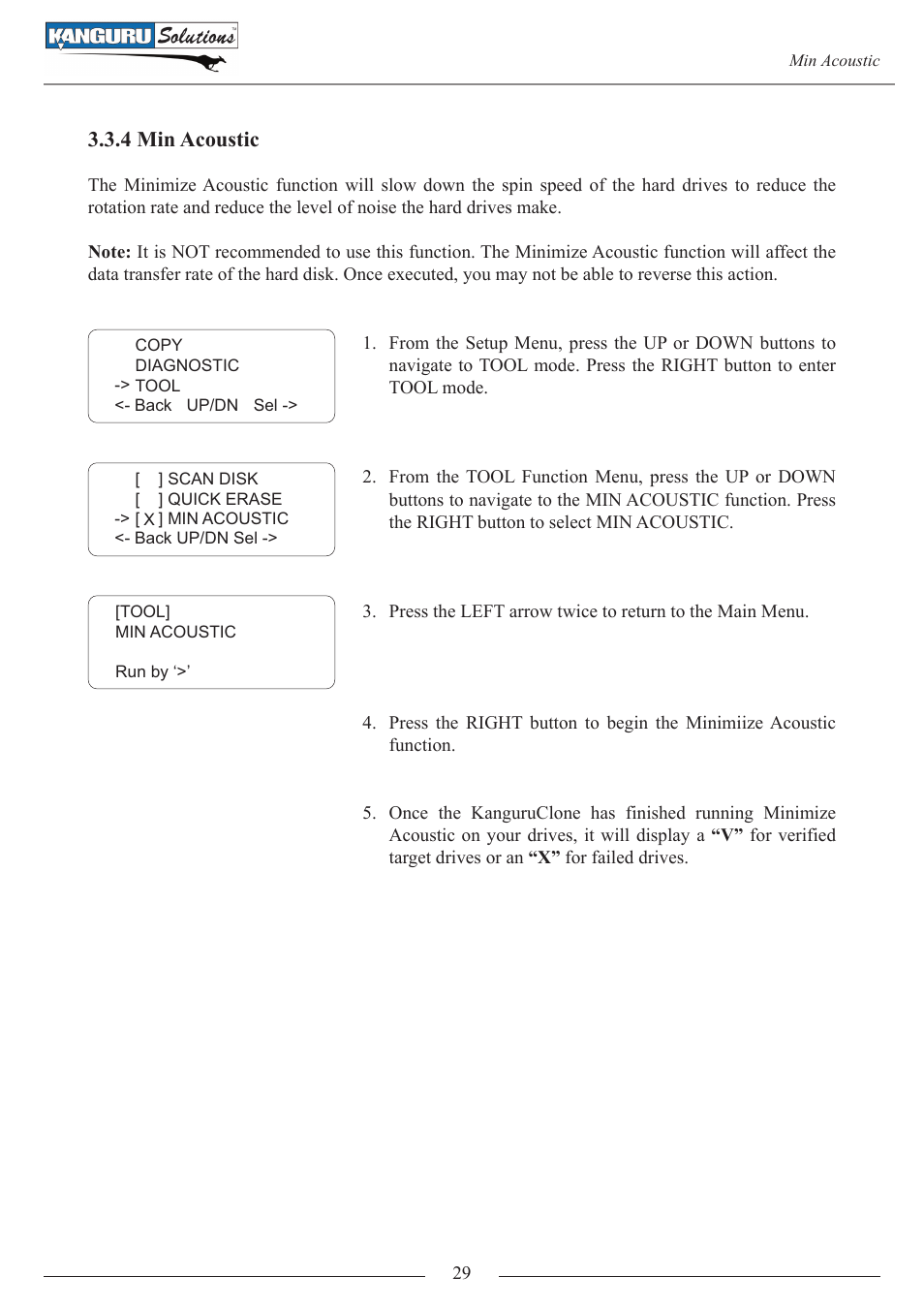 4 min acoustic | Kanguru 4HD SATA User Manual | Page 29 / 57