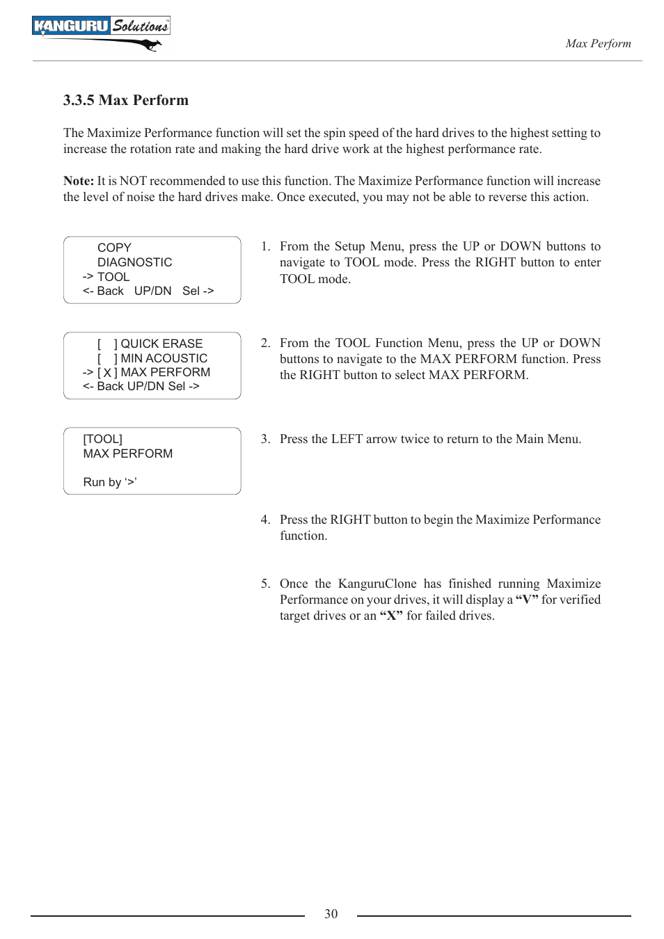 5 max perform | Kanguru 4HD SATA User Manual | Page 30 / 57