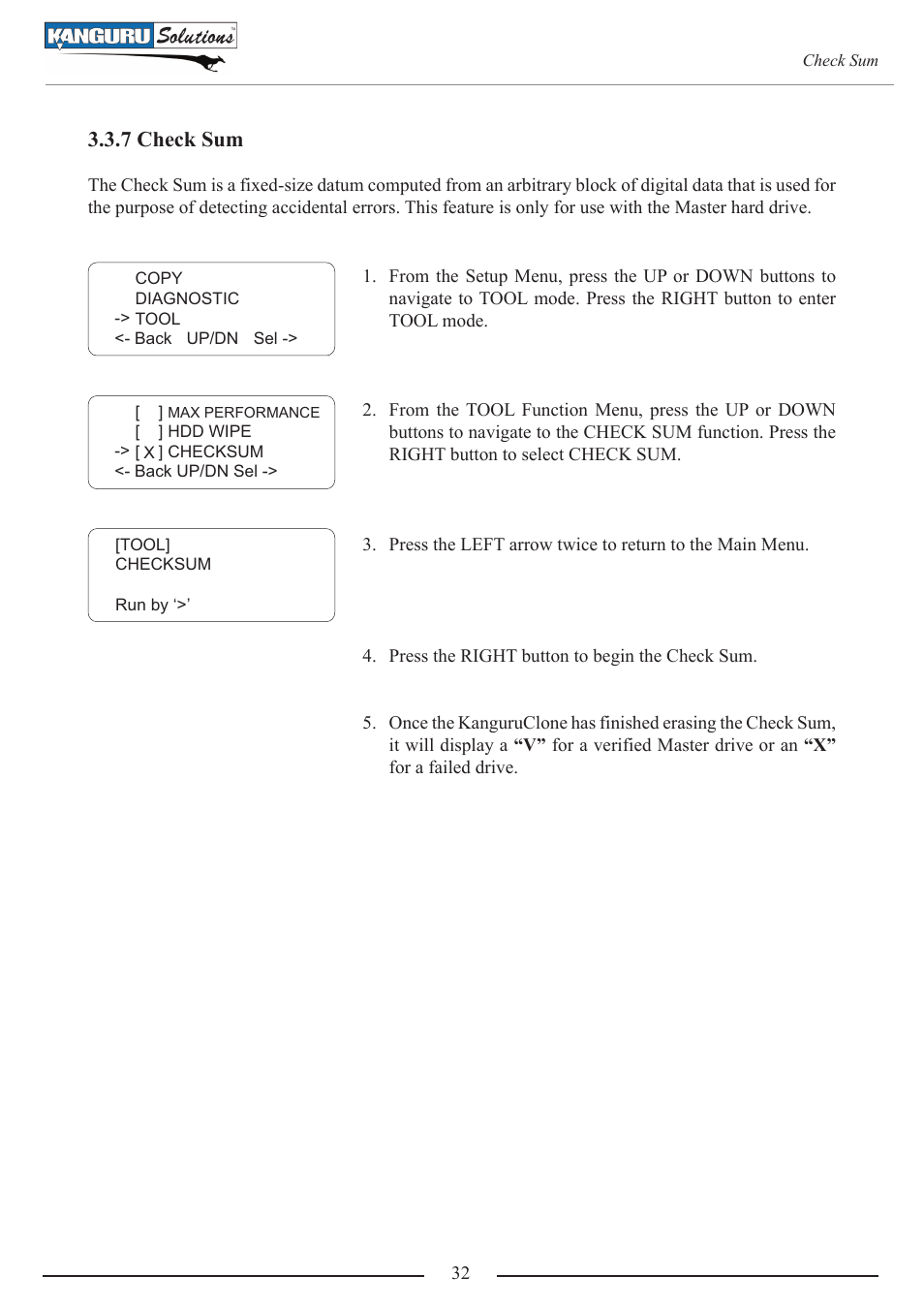 7 check sum | Kanguru 4HD SATA User Manual | Page 32 / 57