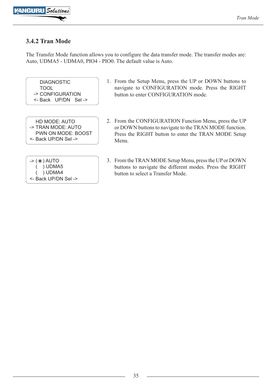 2 tran mode | Kanguru 4HD SATA User Manual | Page 35 / 57