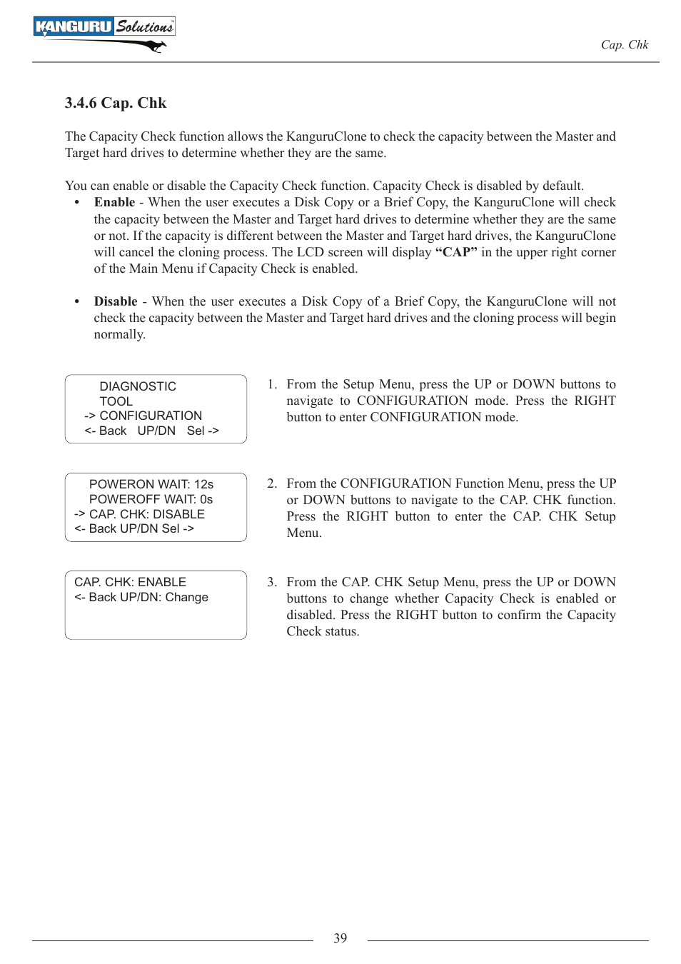 6 cap. chk | Kanguru 4HD SATA User Manual | Page 39 / 57