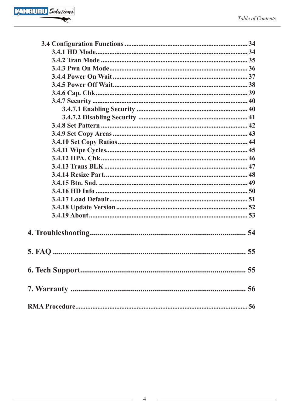 Kanguru 4HD SATA User Manual | Page 4 / 57