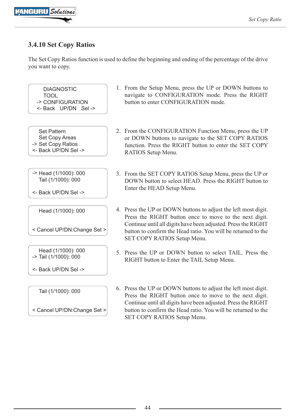 10 set copy ratios | Kanguru 4HD SATA User Manual | Page 44 / 57