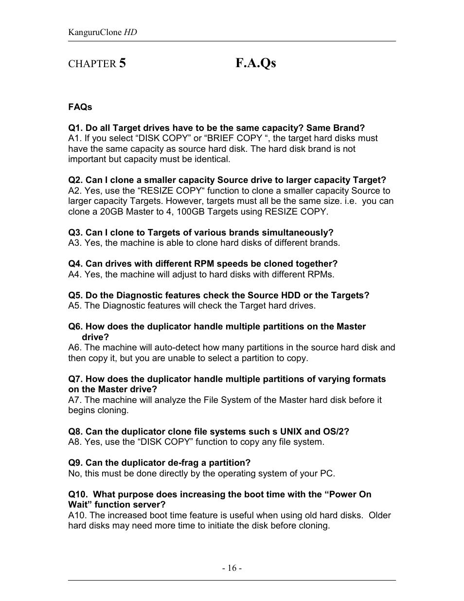5 f.a.qs | Kanguru Clone 4HD User Manual | Page 16 / 19