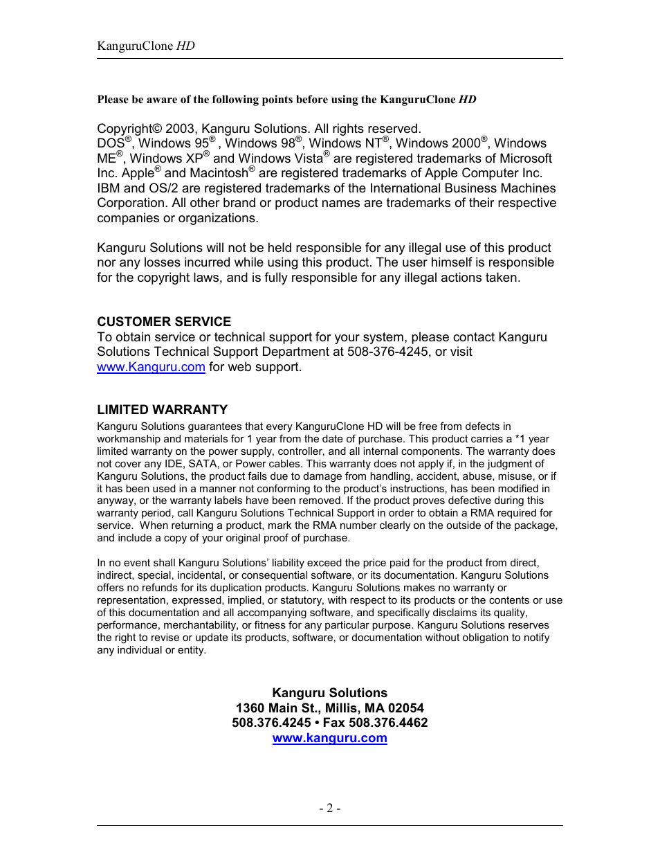 Kanguru Clone 4HD User Manual | Page 2 / 19