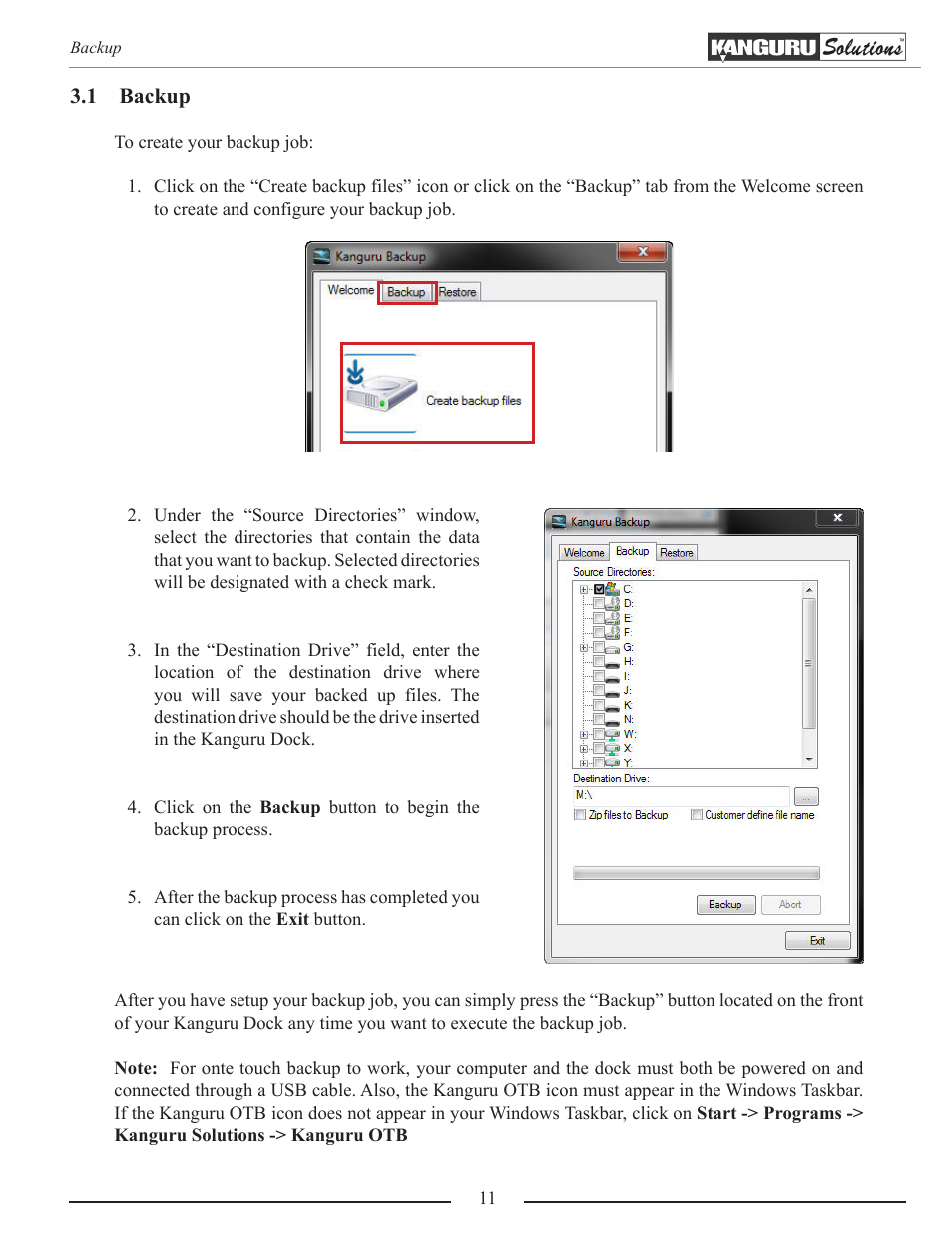 Backup | Kanguru Copy Dock User Manual | Page 11 / 16