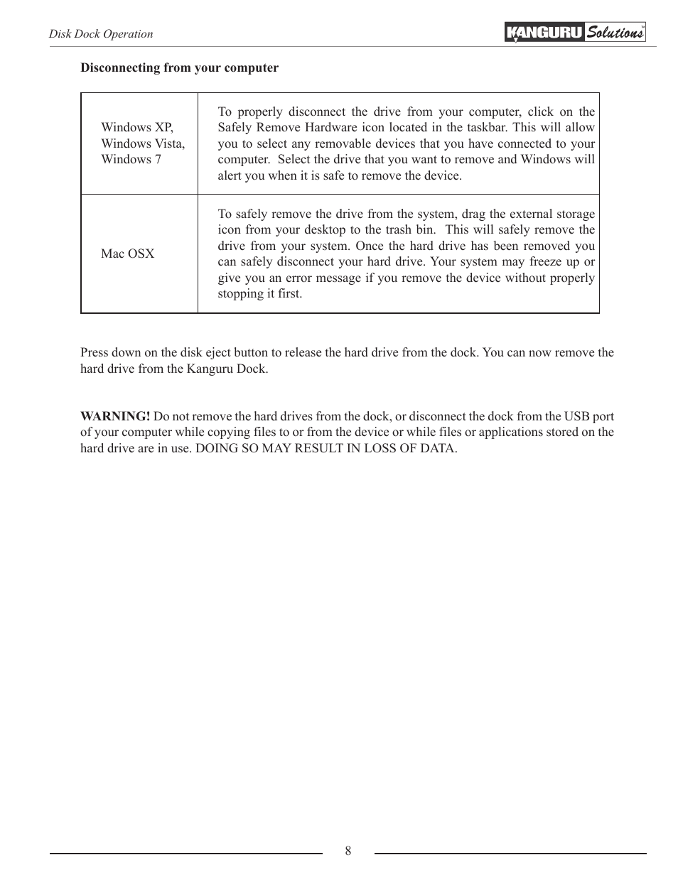 Kanguru Copy Dock User Manual | Page 8 / 16