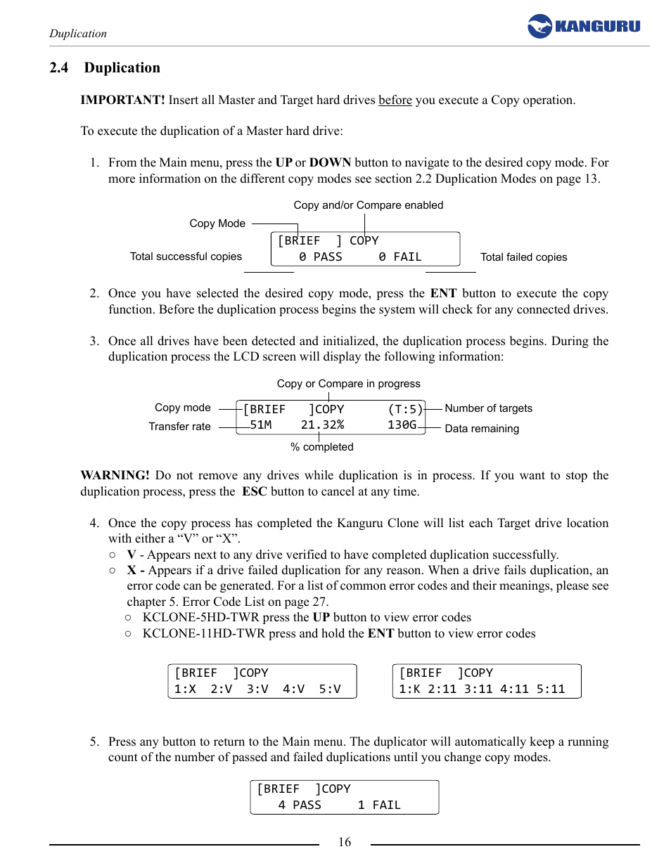 Duplication, 4 duplication | Kanguru 5HD Tower Duplicator User Manual | Page 16 / 31