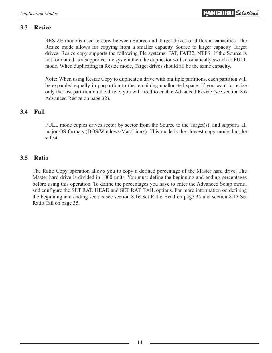 Resize, Full, Ratio | Kanguru 5HD-SATA User Manual | Page 14 / 44