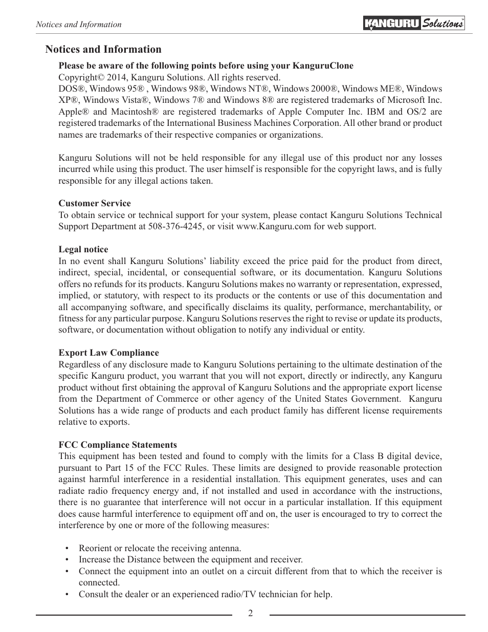 Kanguru 5HD-SATA User Manual | Page 2 / 44