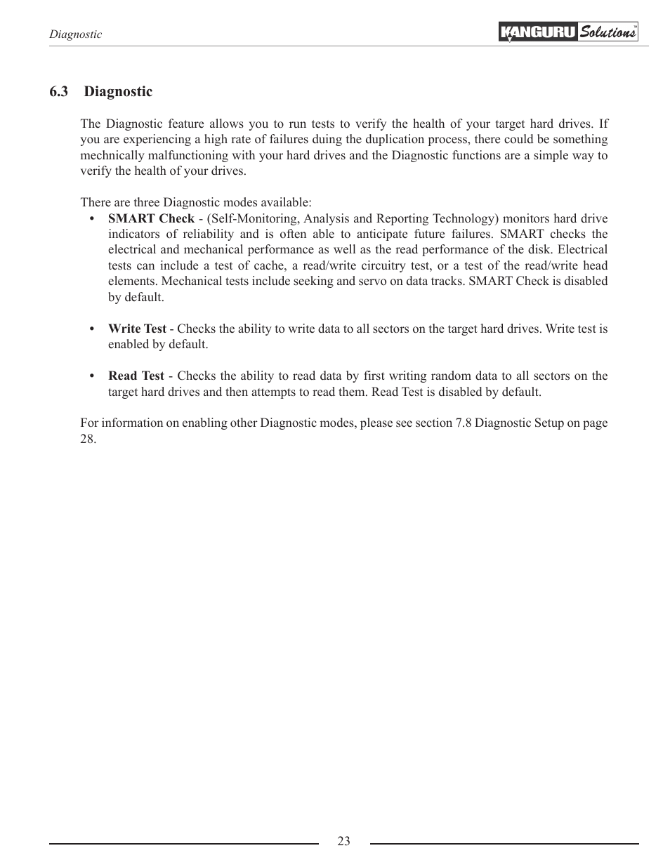 Diagnostic | Kanguru 5HD-SATA User Manual | Page 23 / 44