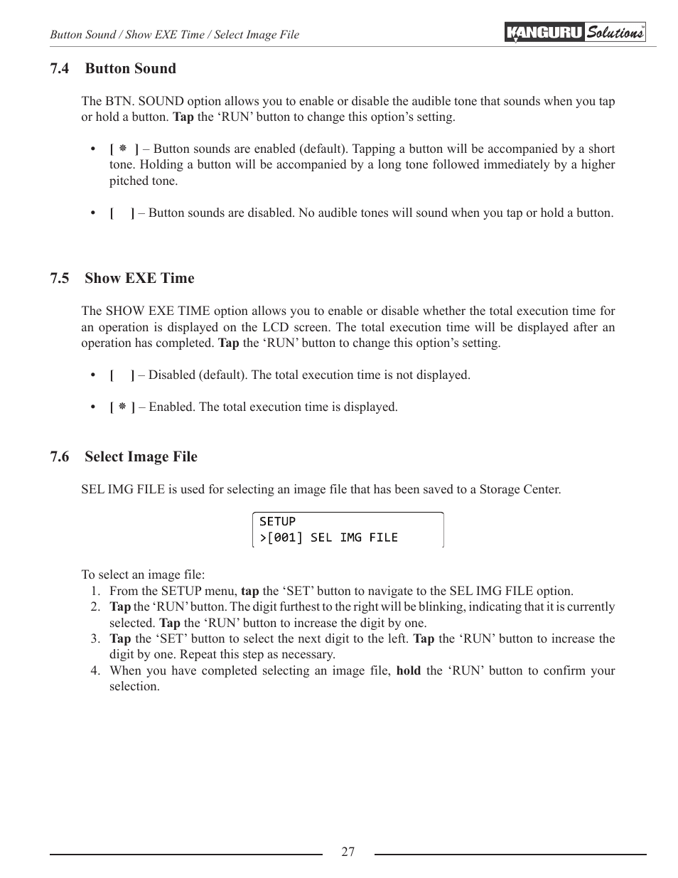 Button sound, Show exe time, Select image file | Kanguru 5HD-SATA User Manual | Page 27 / 44