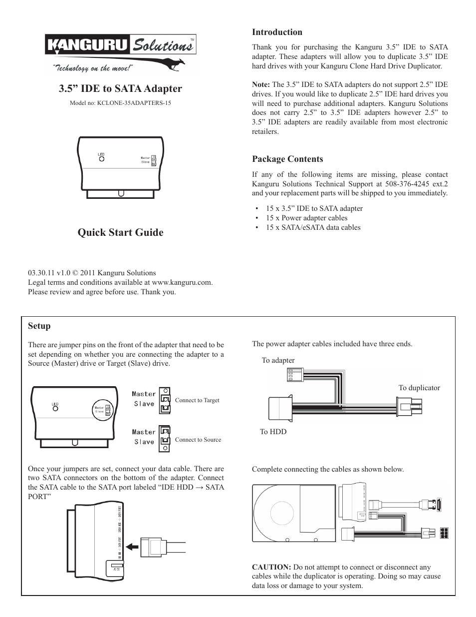Kanguru KCLONE-35ADAPTERS-15 User Manual | 1 page