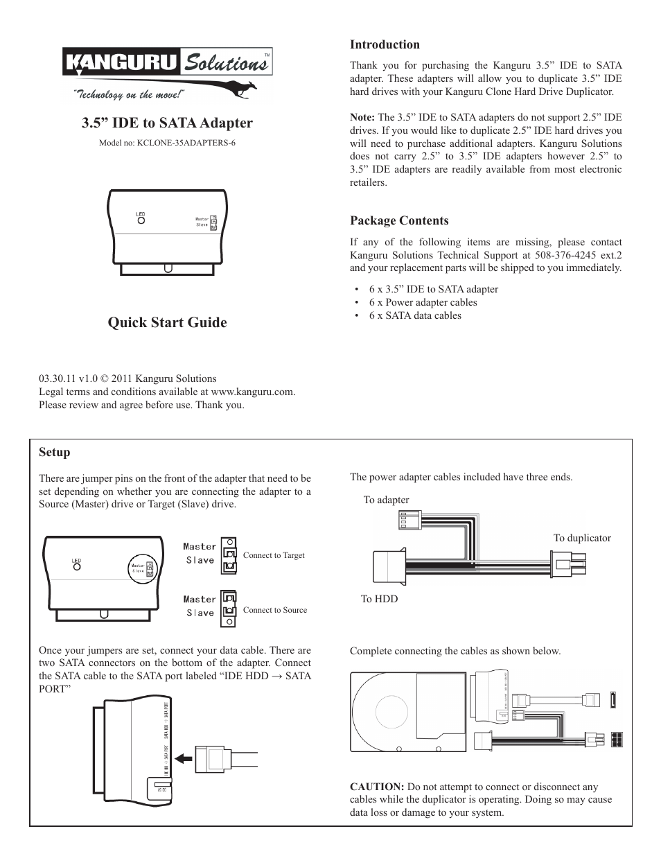 Kanguru KCLONE-35ADAPTERS-6 User Manual | 1 page