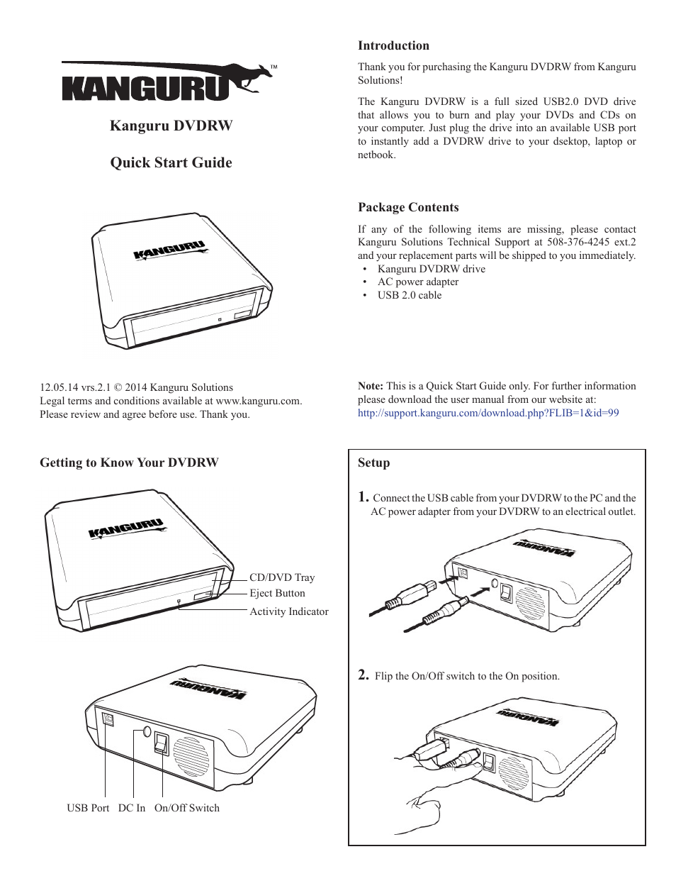 Kanguru QS2 DVDRW Quick Start User Manual | 2 pages