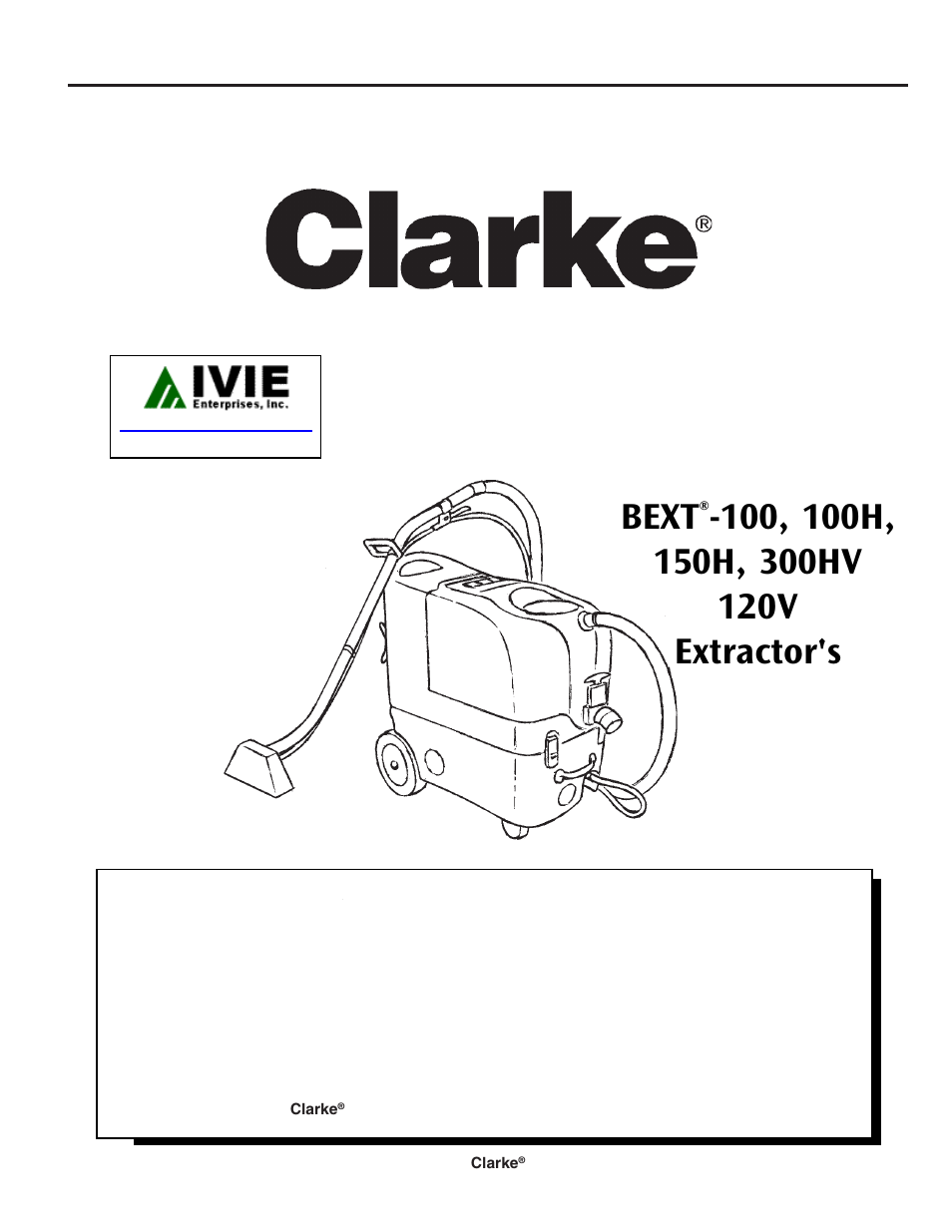 Clarke BEXT 300HV User Manual | 27 pages