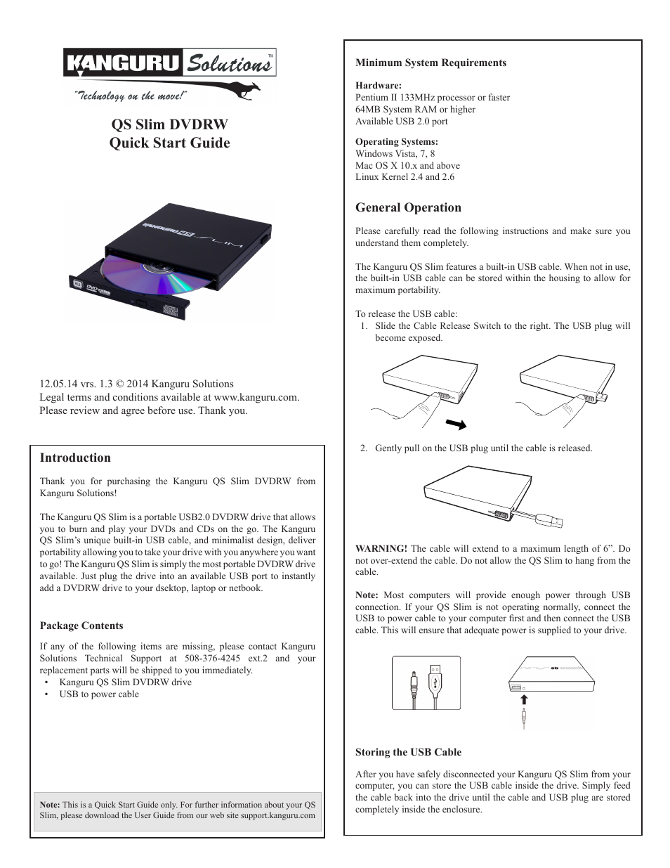 Kanguru QS Slim DVDRW User Manual | 2 pages