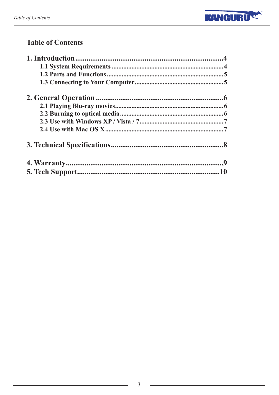 Kanguru BRRW USB2.0 Bluray Burner v1 User Manual | Page 3 / 10