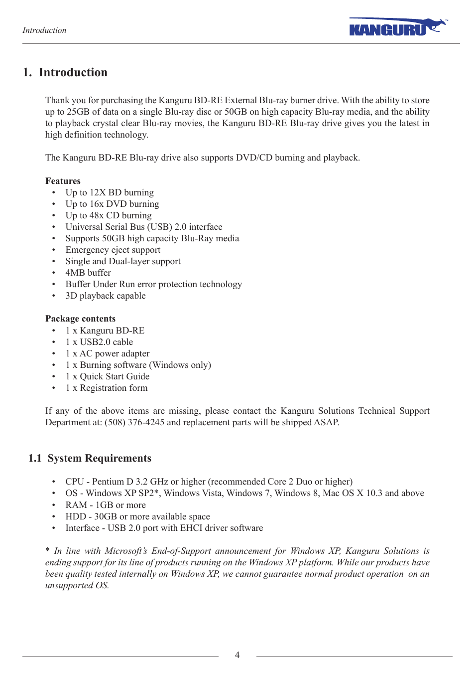 Introduction | Kanguru BRRW USB2.0 Bluray Burner v1 User Manual | Page 4 / 10