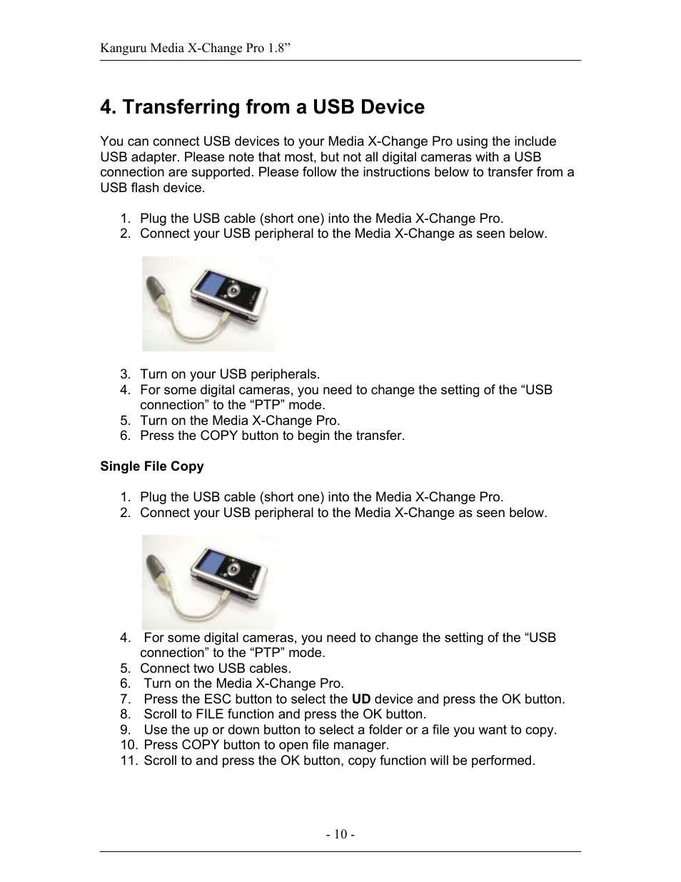 Transferring from a usb device | Kanguru Exchange Pro User Manual | Page 10 / 19