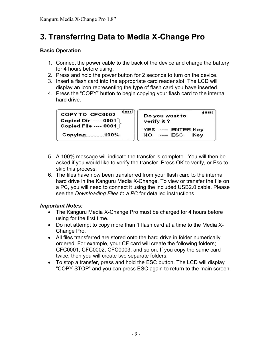 Transferring data to media x-change pro | Kanguru Exchange Pro User Manual | Page 9 / 19
