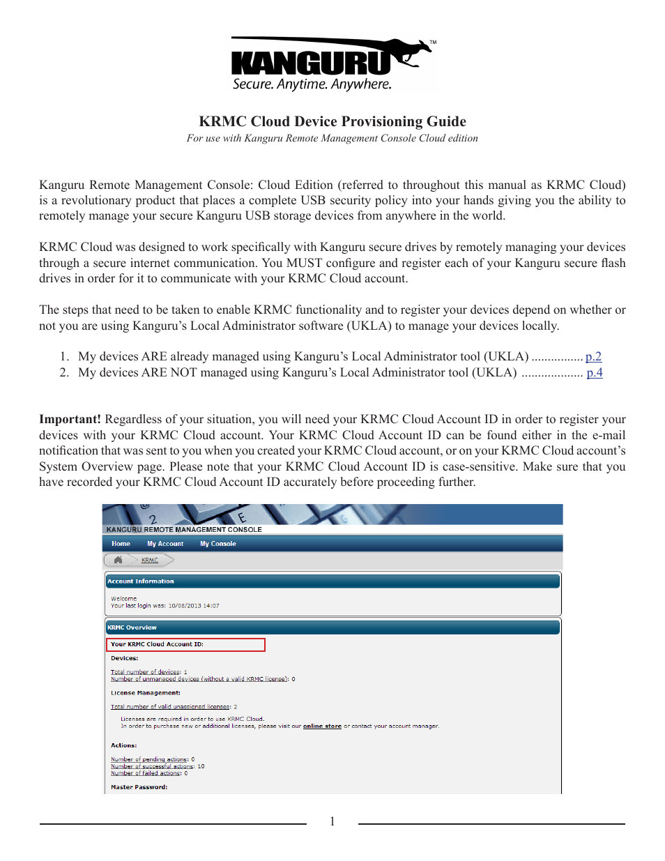 Kanguru Cloud Provisioning User Manual | 5 pages