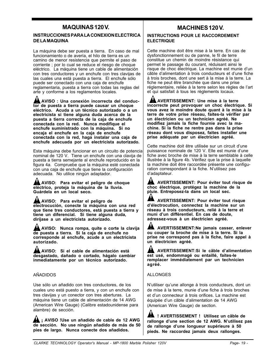Clarke Alto MP-1800 User Manual | Page 19 / 32
