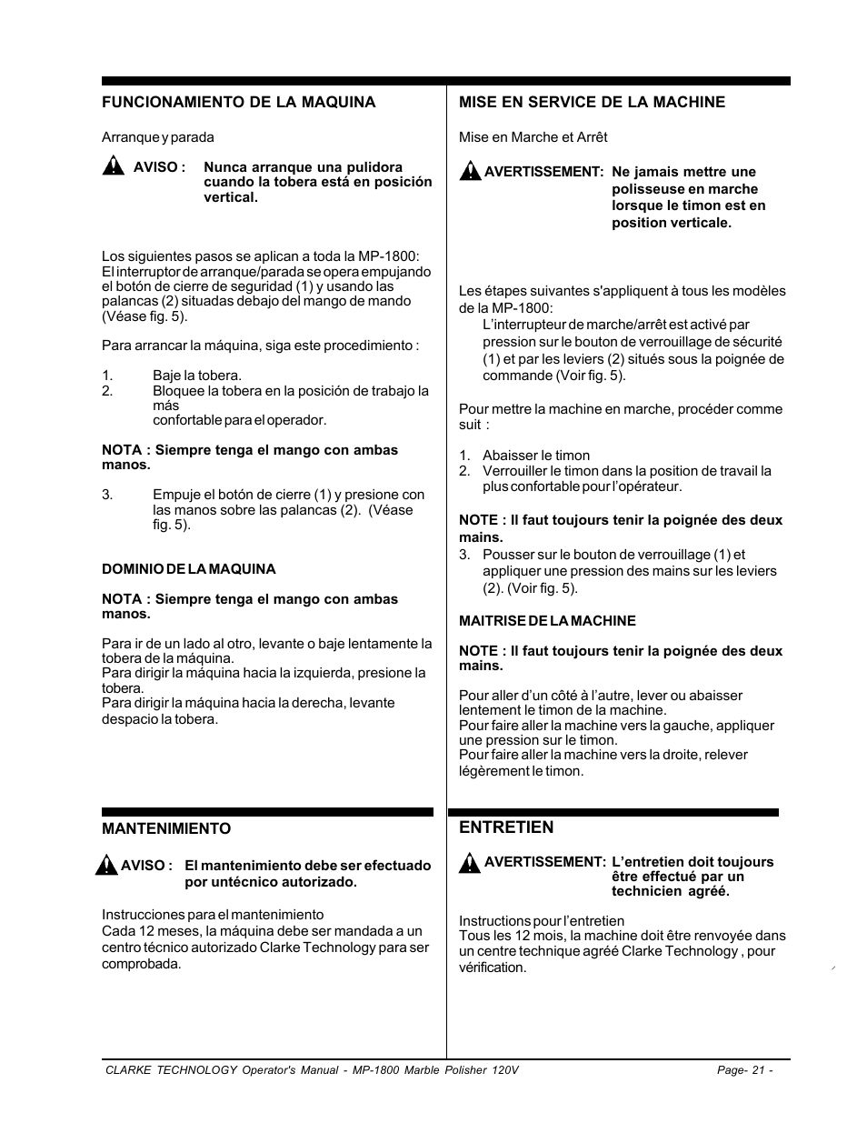 Clarke Alto MP-1800 User Manual | Page 21 / 32