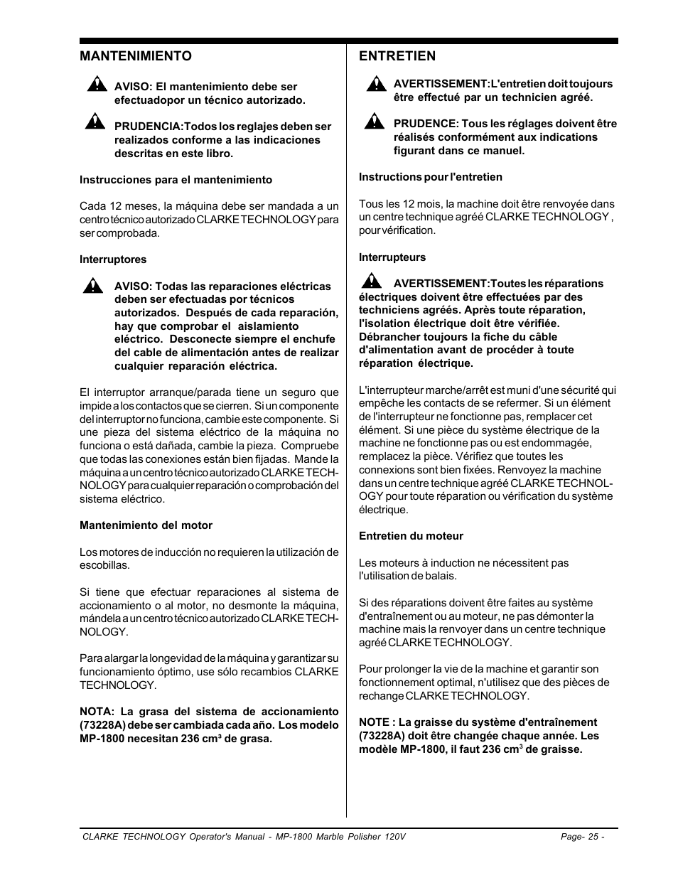 Clarke Alto MP-1800 User Manual | Page 25 / 32