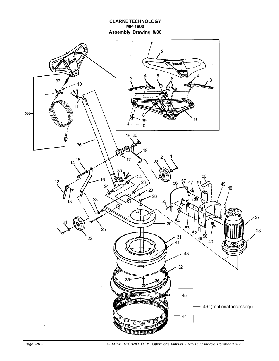 Assembly drawing | Clarke Alto MP-1800 User Manual | Page 26 / 32