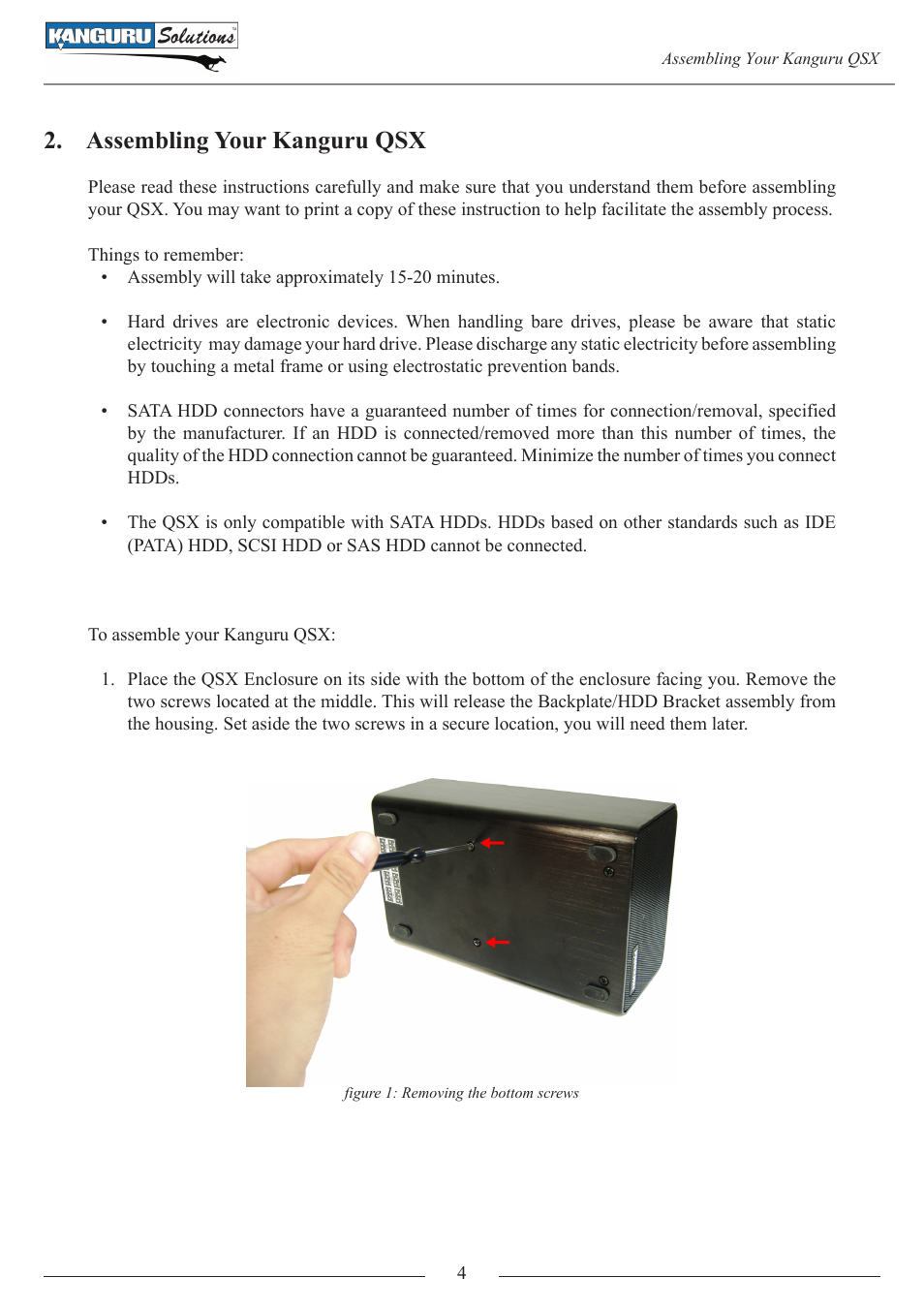 Assembling your kanguru qsx | Kanguru QSX Assembly Guide User Manual | Page 4 / 9