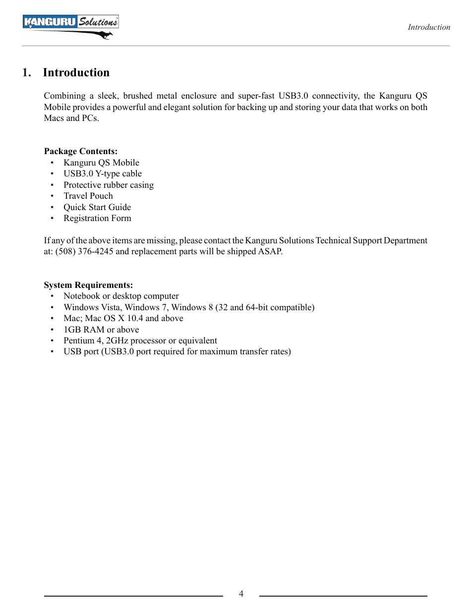 Introduction | Kanguru QS Mobile User Manual | Page 4 / 9