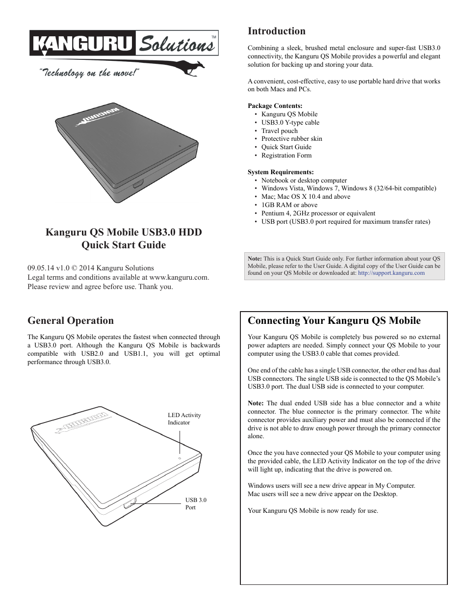 Kanguru QS Mobile Quick Start User Manual | 2 pages