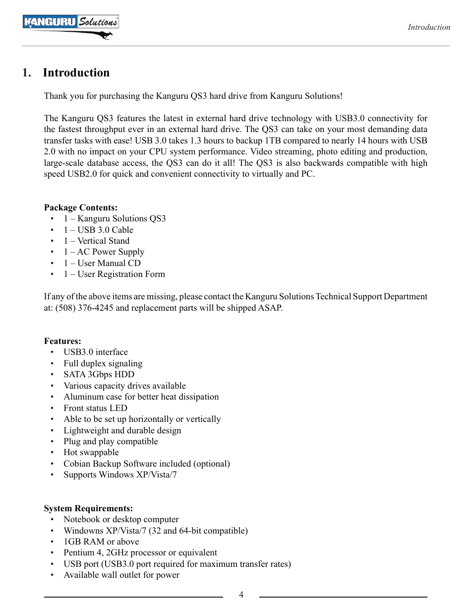 Introduction | Kanguru QS3 User Manual | Page 4 / 10