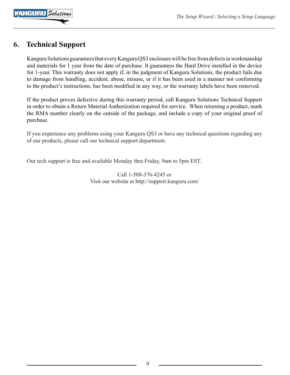 Technical support | Kanguru QS3 User Manual | Page 9 / 10