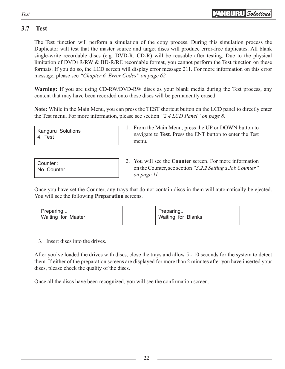 Test | Kanguru Optical Duplicator User Manual | Page 22 / 81