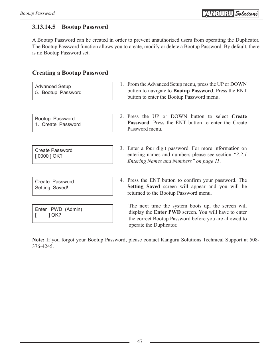Bootup password | Kanguru Optical Duplicator User Manual | Page 47 / 81