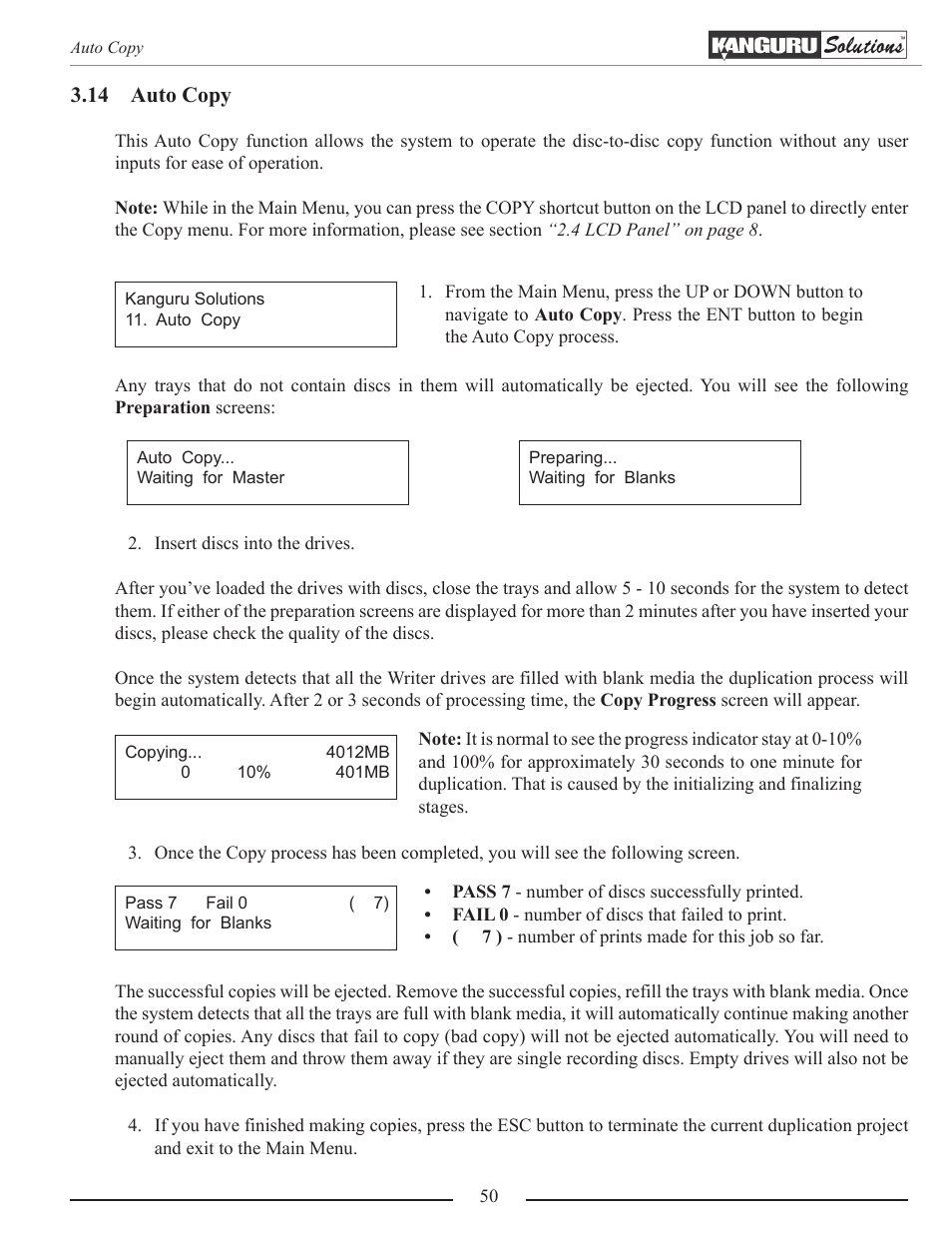 Auto copy | Kanguru Optical Duplicator User Manual | Page 50 / 81