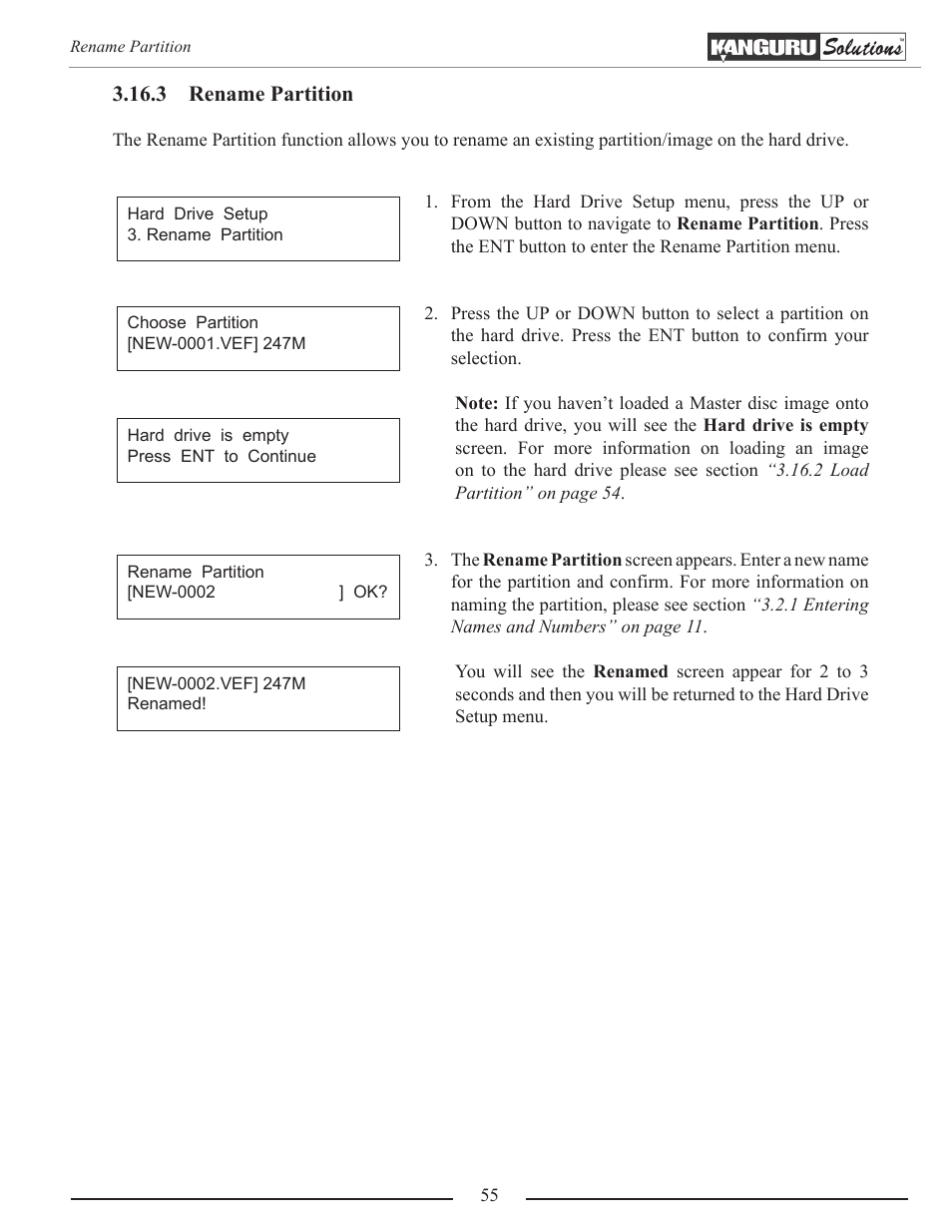 Rename partition | Kanguru Optical Duplicator User Manual | Page 55 / 81