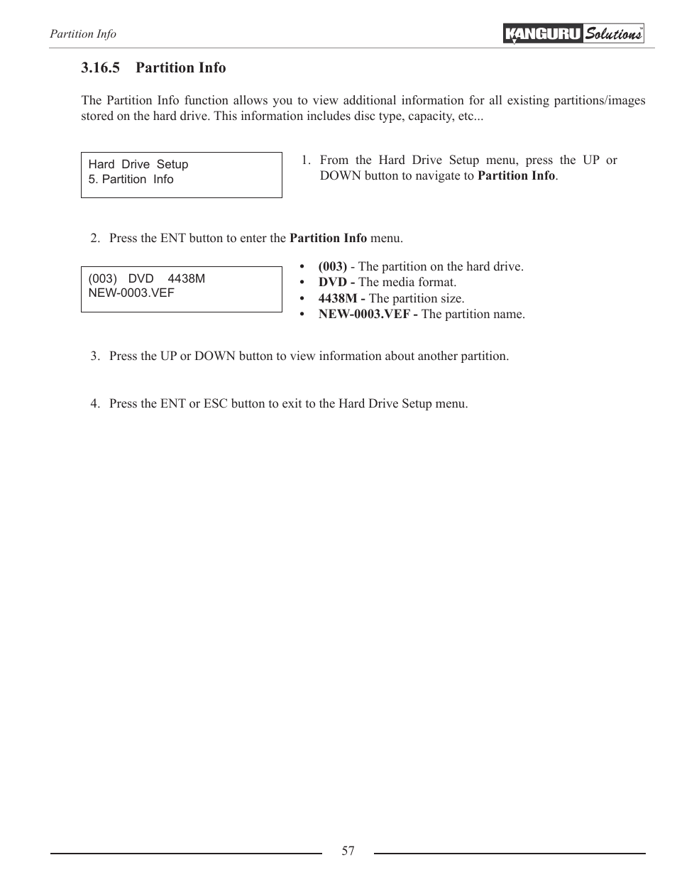 Partition info | Kanguru Optical Duplicator User Manual | Page 57 / 81
