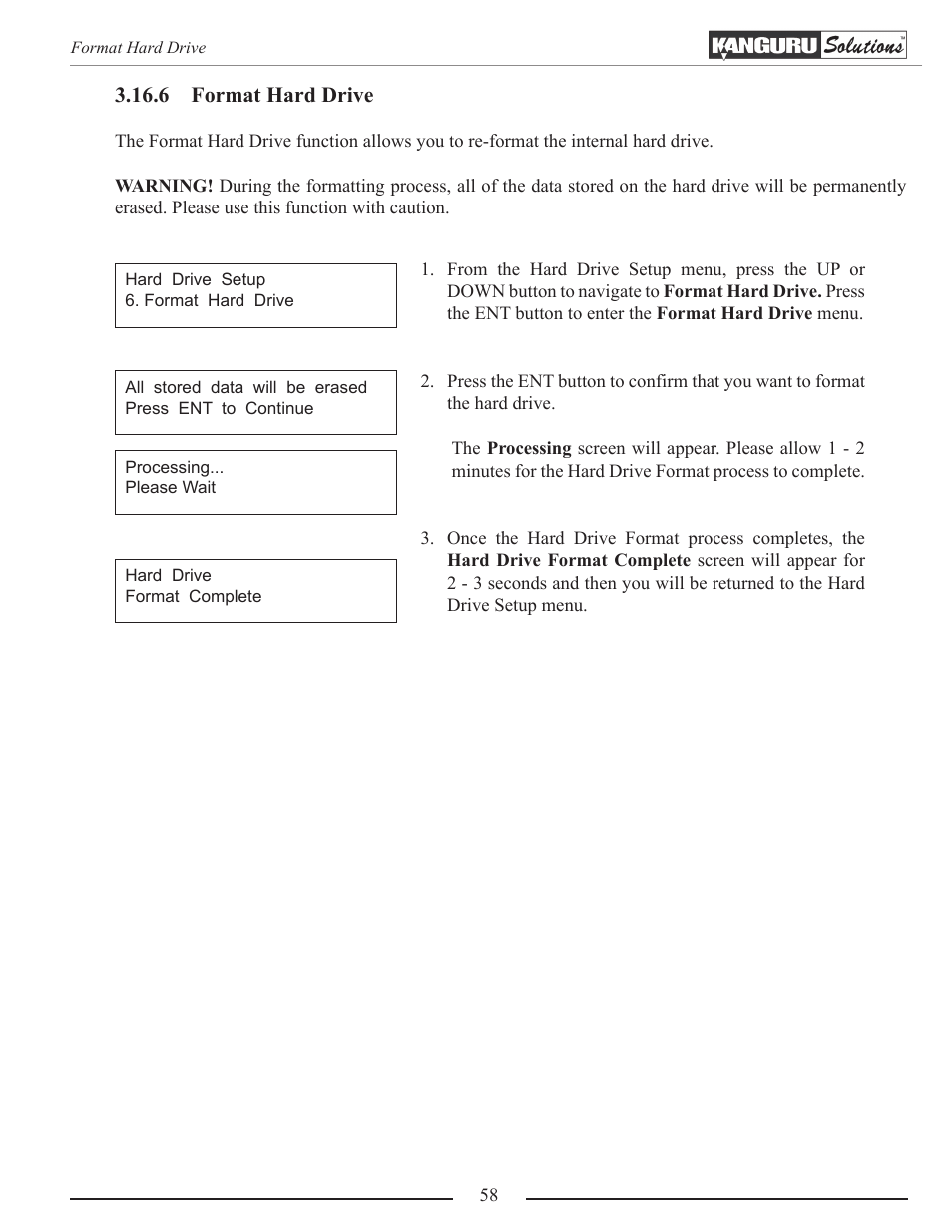 Format hard drive | Kanguru Optical Duplicator User Manual | Page 58 / 81