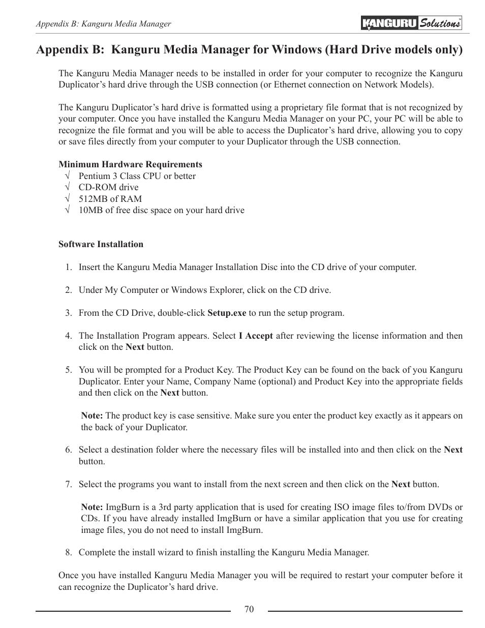 Appendix b: kanguru media manager for windows | Kanguru Optical Duplicator User Manual | Page 70 / 81