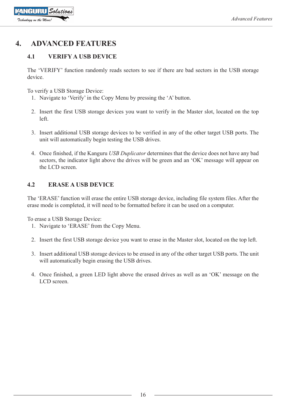 Advanced features | Kanguru KUSB-DUPE User Manual | Page 16 / 22