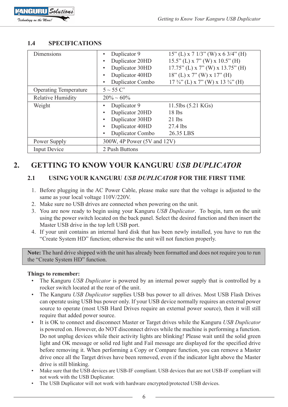 Getting to know your kanguru usb duplicator | Kanguru KUSB-DUPE User Manual | Page 6 / 22